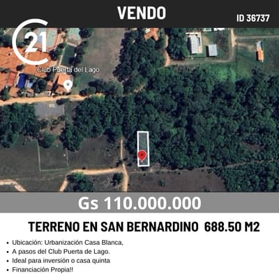 Vendo Terreno En La Urbanización Casa Blanca San Bernardino. 