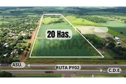 Vendo propiedad de 20 hectáreas en Minga Guazú sobre ruta asfaltada PY02