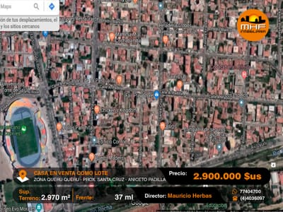 PROPIEDAD EN VENTA SOBRE 2.970 M2 ZONA QUERU QUERU BAJO 