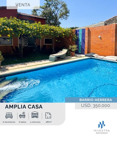 Vendo Amplia casa de 6 dormitorios en Barrio Herrera 