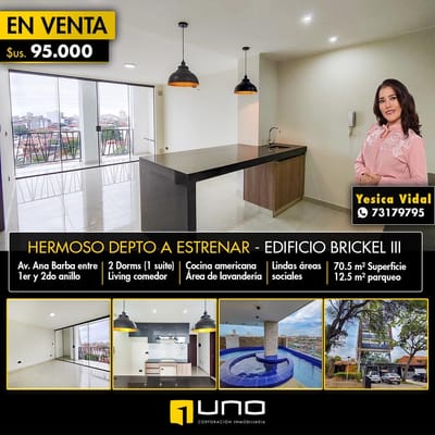DEPARTAMENTO EN VENTA EN EDIFICIO BRICKELL 3 DE 2 DORM. + PARQUEO