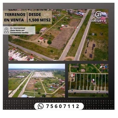 TERRENO EN VENTA ZONA NORTE SOBRE AVENIDA INYERNACIONAL SANTA CRUZ WARNES
