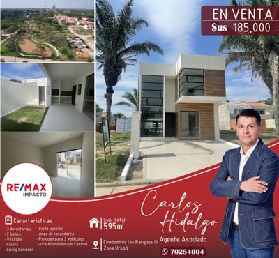 Hermosa Casa a Estrenar en Venta Condominio Los Parques III Zona El Urubó