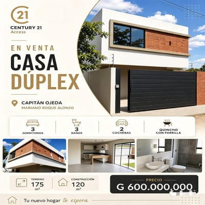 EN VENTA CASA DUPLEX EN MARIANO ROQUE ALONSO