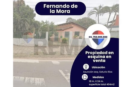 ESQUINA PRIVILEGIADA EN VENTA FDO DE LA MORA