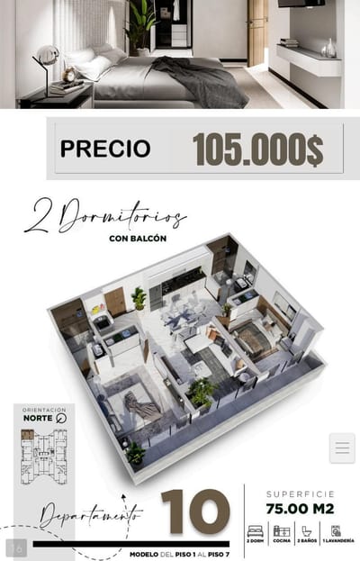 DEPARTAMENTO 2 DORMITORIOS EN VENTA ZONA NORTE