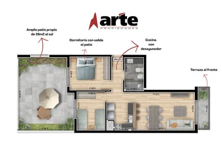 Venta de apartamento de 2 dormitorios con terraza + patio en cordón!