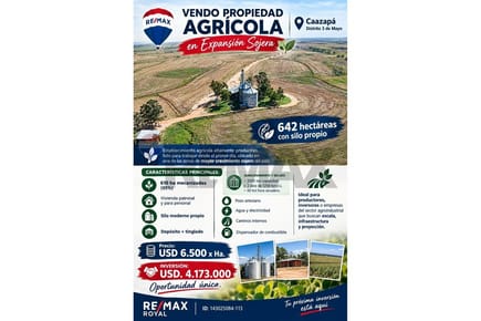 VENDO EN CAAZAPA PROPIEDAD AGRÍCOLA DE 642 HAS.