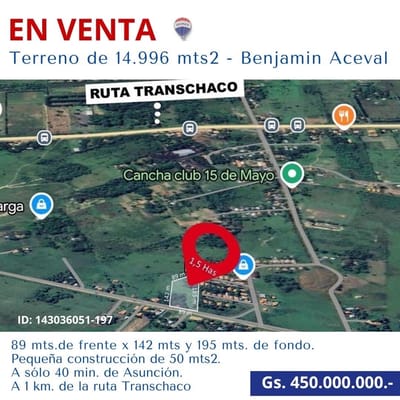 Vendo terreno en Benjamin Aceval 