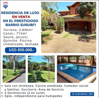 Vendo hermosa residencia en Barrio Surubi'i