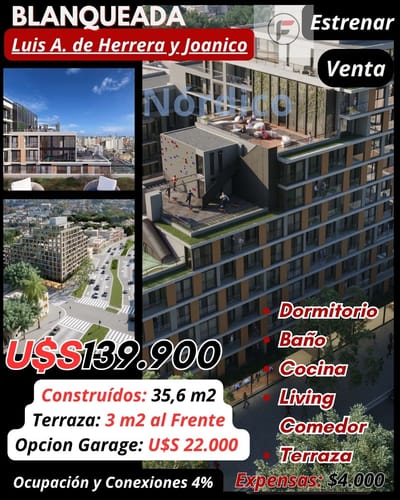 Apartamento En Venta En La Blanqueada - Nordico - Un Lugar Para Disfrutar - 1 Dormitorio Living Comedor C/ Cocina Integrada Baño Terraz Al Frente