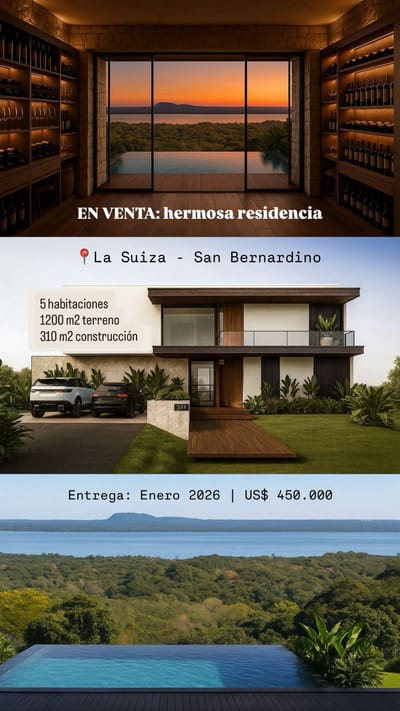 RESIDENCIA A ESTRENAR CON VISTA AL LAGO | LA SUIZA | 5 HABITACIONES