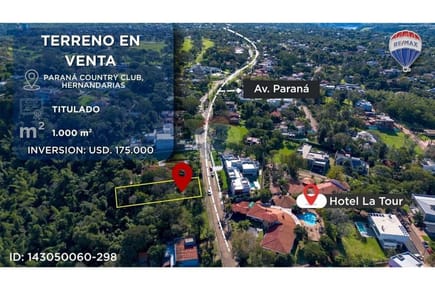 VENDO TERRENO EN EL PARANÁ COUNTRY CLUB