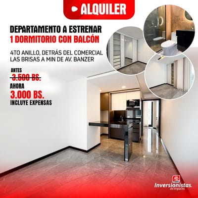 DEPARTAMENTO EN ALQUILER A ESTRENAR 1 DORMITORIO CON BALCON