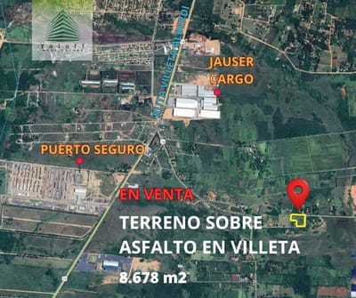 TERRENO PARA INDUSTRIA O LOGÍSTICA 8.678 M2 SOBRE ASFALTO EN ESQUINA EN VILLETA