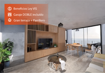 Venta Apartamento 3 Dormitorios Cordón - Gran terraza al frente + Parrillero - Ley VIS - Piso Alto + 2 Garajes