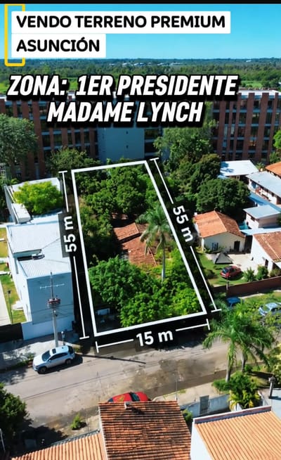 TERRENO PREMIUM ZONA 1ER PRESIDENTE Y MADAME LYNCH | 809 m2 | USD 