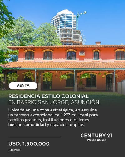 VENTA | Residencia Estilo Colonial – Barrio San Jorge, Asunción