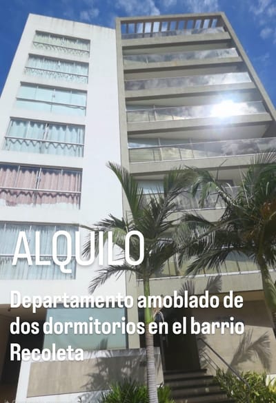 ALQUILO DEPARTAMENTO AMOBLADO DE 2 DORMITORIOS EN EL BARRIO RECOLETA