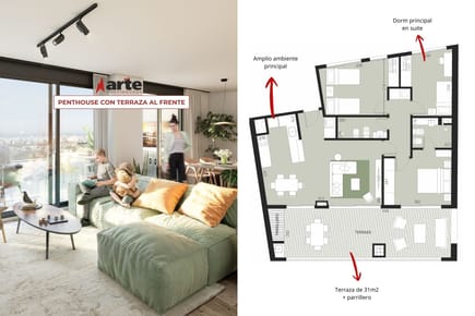 Venta de apartamento penthouse de 3 dormitorios con parrillero en La Blanqueada!