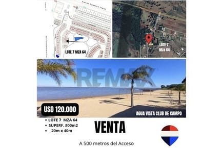Vendo terreno dentro del exclusivo Club de Campo Residencial Agua Vista - San Juan del Parana