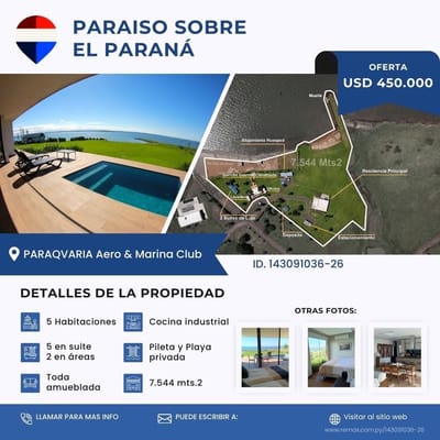 Vendo propiedad exclusiva sobre el Parana 