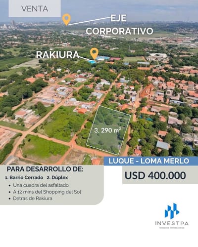 En venta 9 terrenos totalmente amurallados. Ideal para barrio cerrado, dúplex o depósito