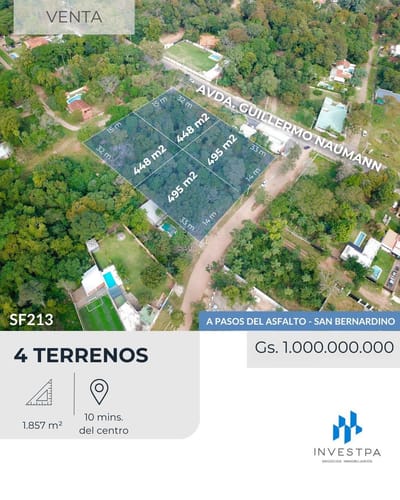 Invertí en San Bernardino - Amplios terrenos ubicados sobre la Avda. Guillermo Naumann