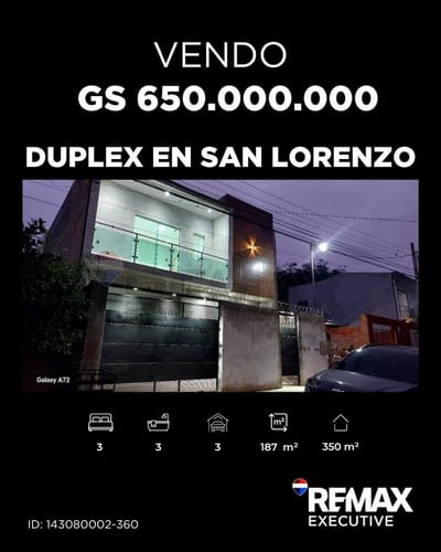 VENDO DUPLEX A ESTRENAR SAM LORENZO- ZONA COCA COLA. BARRIO ESPIRITU SANTO