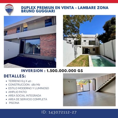 Vendo duplex a estrenar en lambare
