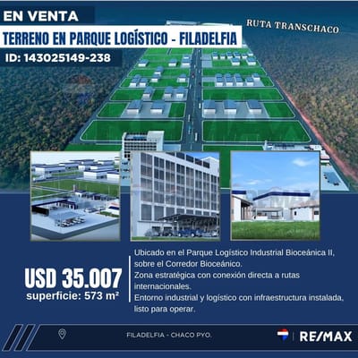 TERRENOS EN VENTA EN PARQUE LOGISTICO -FILADELFIA CHACO PYO