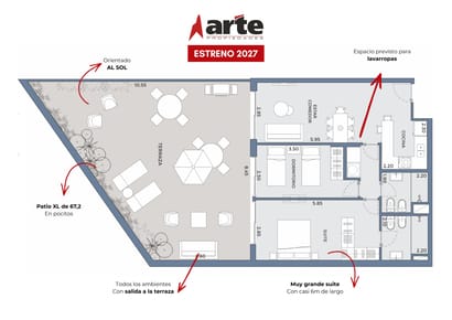 Venta De Apartamento De 2 Dormitorios Con 67 M2 De Terraza En Pocitos