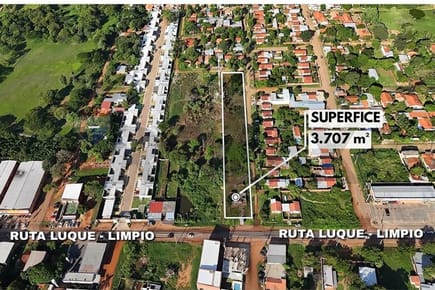 Terreno en esquina sobre ruta principal Rosario, Mora Cue - Luque