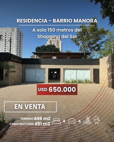 Residencia en Venta a metros del Shopping del Sol 