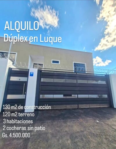 ALQUILO DUPLEX DE 3 HABITACIONES EN LUQUE
