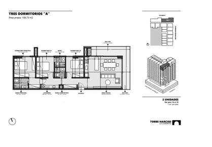 Exclusivo Departamento de 3 Dormitorios en Pre-Venta en Narciso La Cuadrita