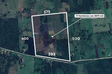 En venta terreno de 17 hectáreas con 3875m2 en San Pedro - Yatayty del Norte