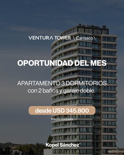 Venta - Apartamento 3 dormitorios, vistas increíbles y garaje doble incluido - Ventura Tower Carrasco