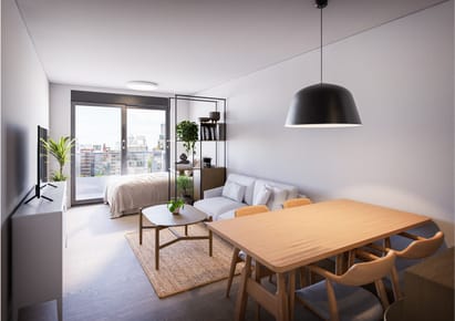 Venta 1 Dormitorio Pocitos, Garaje, A pasos de la Rambla - En Construcción