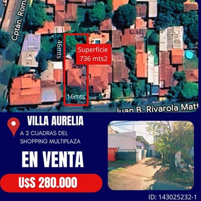 Terreno en Villa Aurelia, a 2 cuadras del Shopping Multiplaza ?