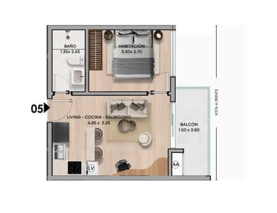 EN VENTA Departamento de Un Dormitorio en Pozo en Recoleta zona La Cuadrita