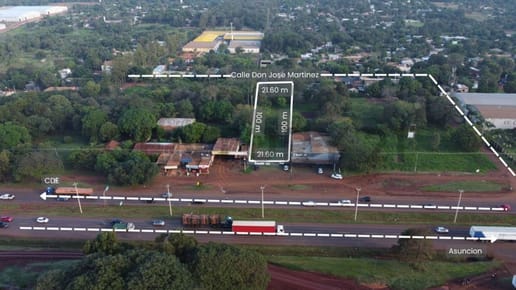 Terreno Excepcional en Venta sobre Ruta PY-02, Km 12 Monday, Ciudad del Este, Alto Paraná. Ubicación Estratégica con 2.160 m² y Acceso a Ruta PY-07. ¡Oportunidad Única por US$ 380.000!