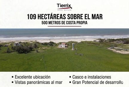 VENTA CAMPO SOBRE EL MAR EN ROCHA 109 HECTÁREAS CON 500 METROS DE COSTA