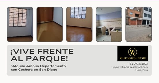 ¡VIVE FRENTE AL PARQUE EN SAN DIEGO! DPTO CON COCHERA