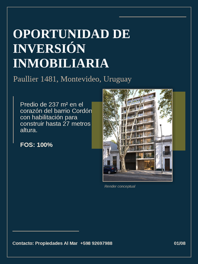 Propiedad para construir edificio hasta 10 pisos