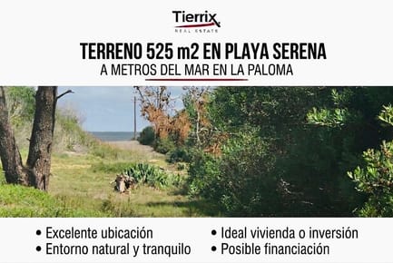 VENTA TERRENO LA PALOMA 525 M² EN PLAYA SERENA A METROS DEL MAR / OPORTUNIDAD!!