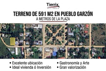 VENTA TERRENO EN PUEBLO GARZÓN 591 M² A METROS DE LA PLAZA PRINCIPAL