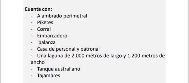 Vendo 5380 has antes del cruce a toro pampa a 50 km fe la ruta bioceanica