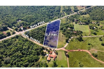 TERRENO DE 25.000 M2 EN SOBRE RUTA PY03 ARROYOS Y ESTEROS EN VENTA