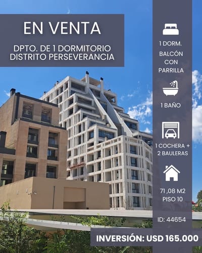 Departamento de 1 dormitorio en Distrito Perseverancia
